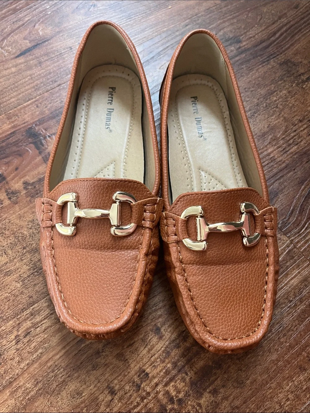 Pierre Dumas Brown Leather Loafers With Gold Hardware